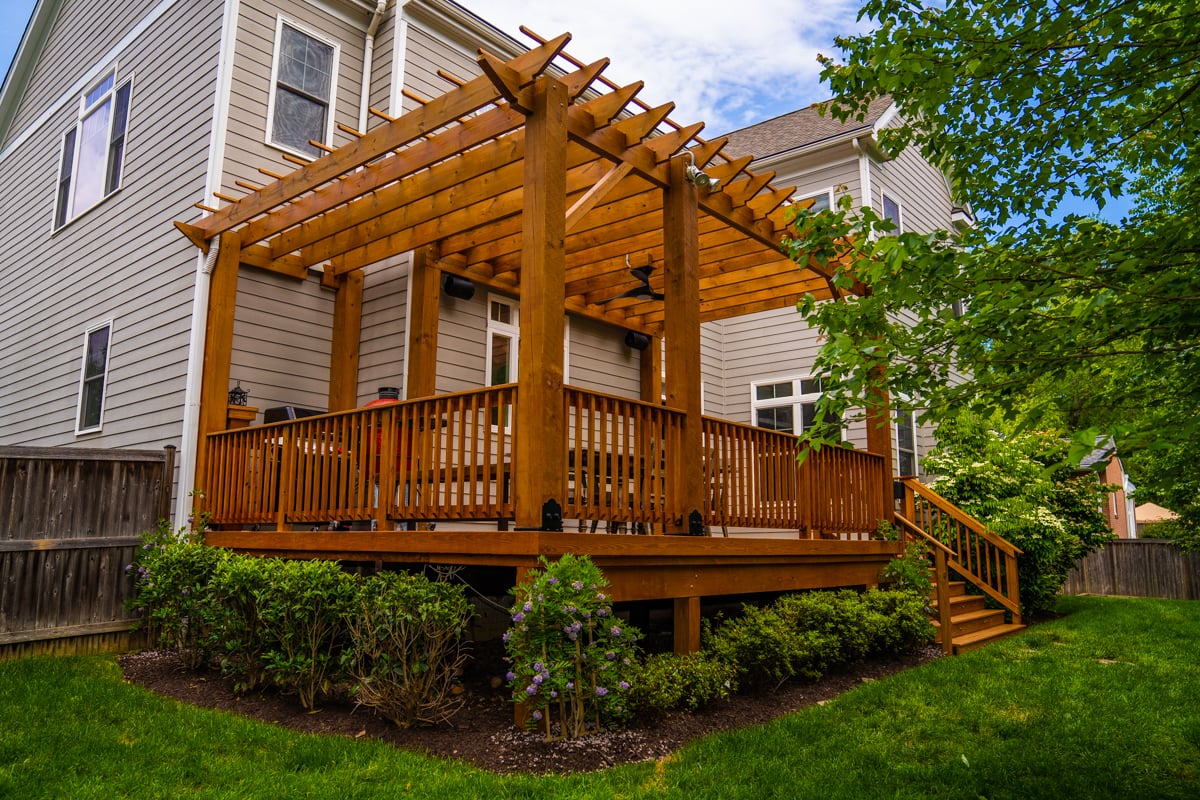 wood deck pergola nice landscaping 2