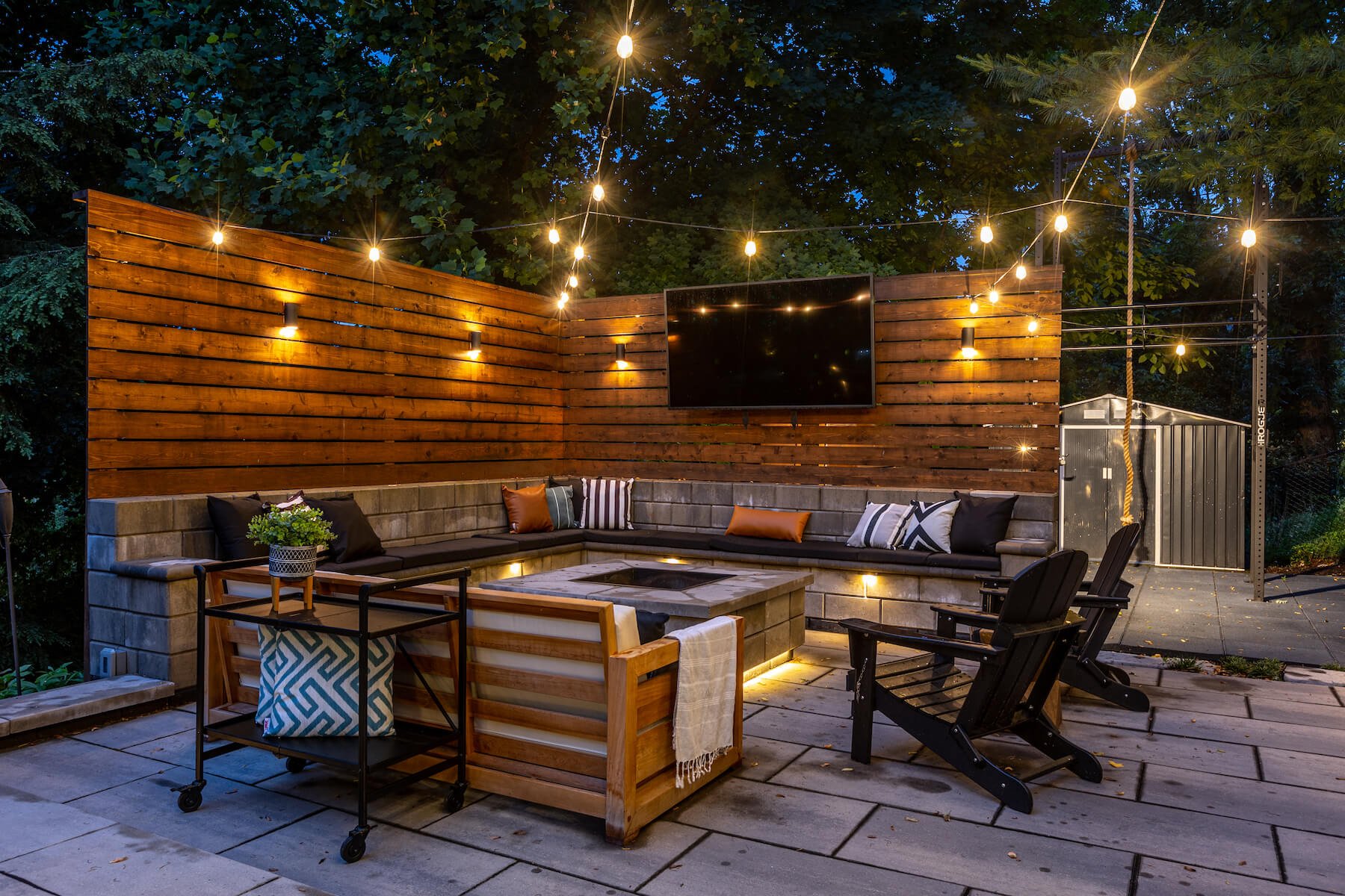 Thomas patio fire pit wall gym