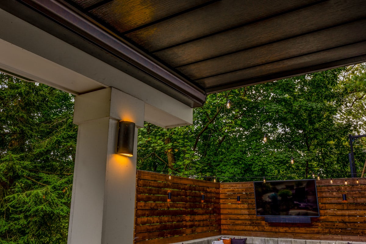 landscape design wooden wall television landscape lights covered porch thomas residence